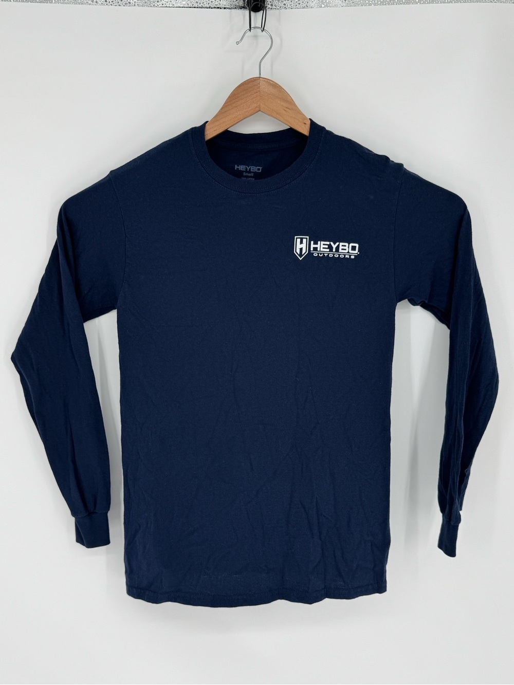 Heybo Outdoors Mens Navy Long Sleeve T-Shirt Duck Hunting Duck Calls Sz Small H8